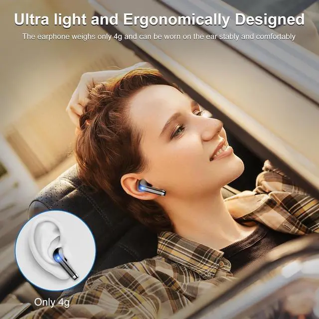Alt view image 6 of 6 - Wireless Earbuds Bluetooth, In Ear Headphones Bluetooth 5.3 with HiFi Stereo Deep Bass, Ear buds with Noise Cancelling 4 ENC Mic, Dual LED Display, 40H Playtime Earphones for Phone Pad Laptop Computer