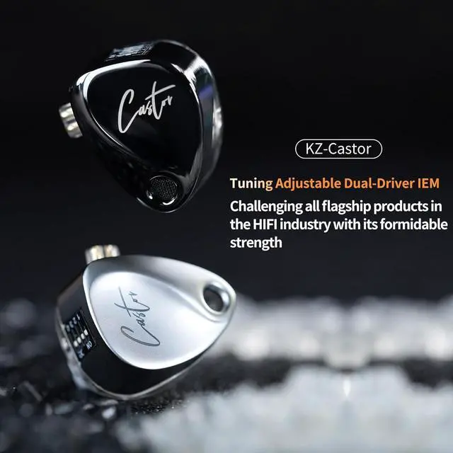 Alt view image 3 of 7 - KZ Castor IEM, kz in Ear Monitor Earbuds with Dual Dynamic Drivers for Musicians Singers, Tunable in-Ear Earphones Headphones with 2dd Drivers, Adjusting Switch, Silicone Eartips (Standard Version)