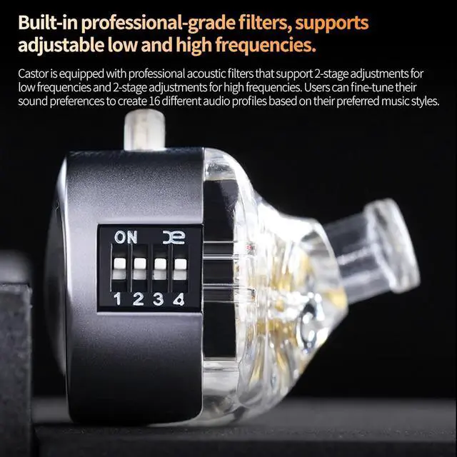 Alt view image 6 of 7 - KZ Castor IEM, kz in Ear Monitor Earbuds with Dual Dynamic Drivers for Musicians Singers, Tunable in-Ear Earphones Headphones with 2dd Drivers, Adjusting Switch, Silicone Eartips (Standard Version)