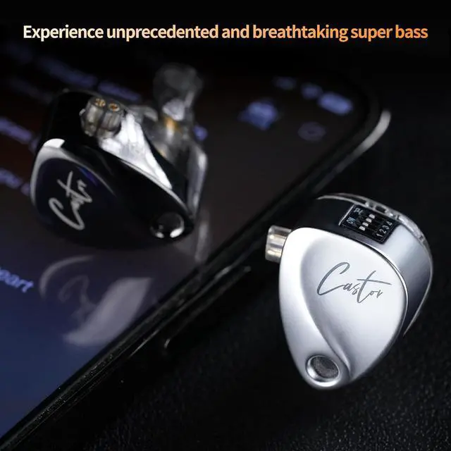 Alt view image 7 of 7 - KZ Castor IEM, kz in Ear Monitor Earbuds with Dual Dynamic Drivers for Musicians Singers, Tunable in-Ear Earphones Headphones with 2dd Drivers, Adjusting Switch, Silicone Eartips (Standard Version)