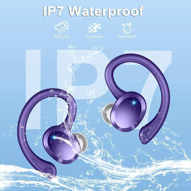 Alt view image 7 of 7 - Wireless Earbuds Bluetooth Headphones Sport, Bluetooth 5.3 Earbud 3D HiFi Stereo Over Ear Buds, 48H Noise Cancelling Mic Wireless Earphone with Earhooks, IP7 Waterproof Headset for Workout/Running/Gym