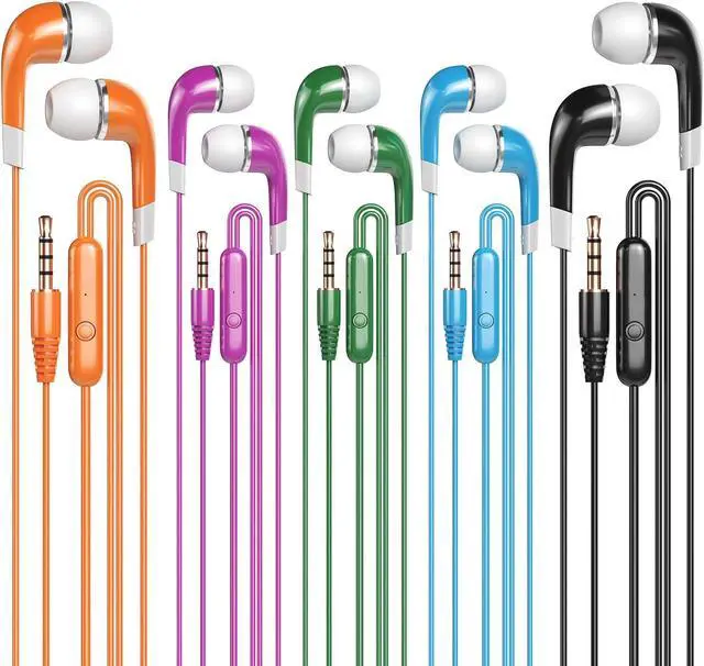 Main image of Kids Earbuds with Microphone 30 Pack, Bulk Earphones Headphones with Microphone SP-BS30MIC Stereo Disposable Wired Earbuds for Kids Students Classroom Schools