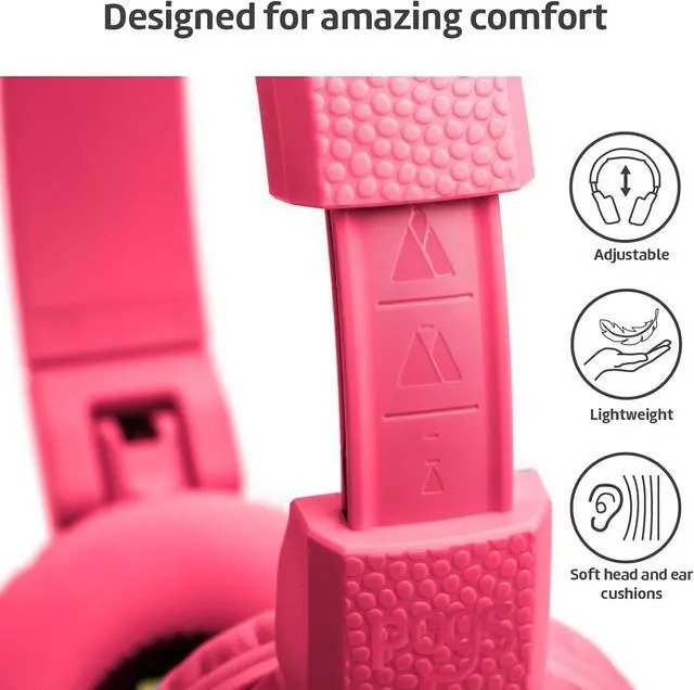 Alt view image 4 of 7 - POGS Kids Bluetooth Wireless Headphones | The Gecko 2 | Foldable, Durable Headphones for Kids 3+ | Volume Limited 85 dB, Microphone | On-Ear | Wireless Music-Sharing Function (rPink)