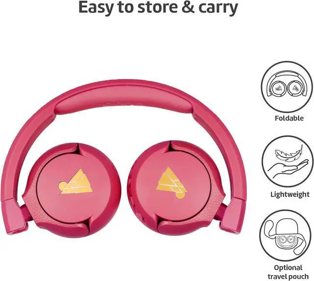 Alt view image 6 of 7 - POGS Kids Bluetooth Wireless Headphones | The Gecko 2 | Foldable, Durable Headphones for Kids 3+ | Volume Limited 85 dB, Microphone | On-Ear | Wireless Music-Sharing Function (rPink)