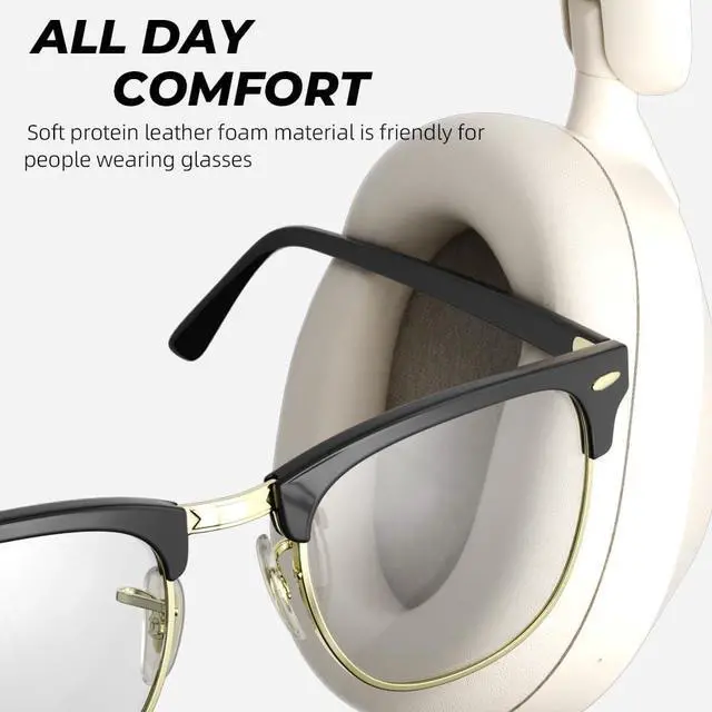 Alt view image 6 of 7 - iKF-Solo Wireless Headphones Bluetooth 5.4 Active Noise Cancelling 140h Playback time 35ms Low Latency Support Wired Wireless Hi-Res Audio for iOS/Android/PC/PS5/Switch/Xbox (YunYan-White)
