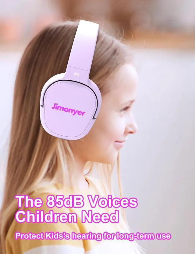 Alt view image 2 of 7 - Kids Headphones for School, 3.5mm Jack Wired Headphones for Kids with Safe Volume Limiter, HD Stereo Sound On-Ear Girls Boys Toddler Headphone for Tablet, iPad, Kindle(Pink)