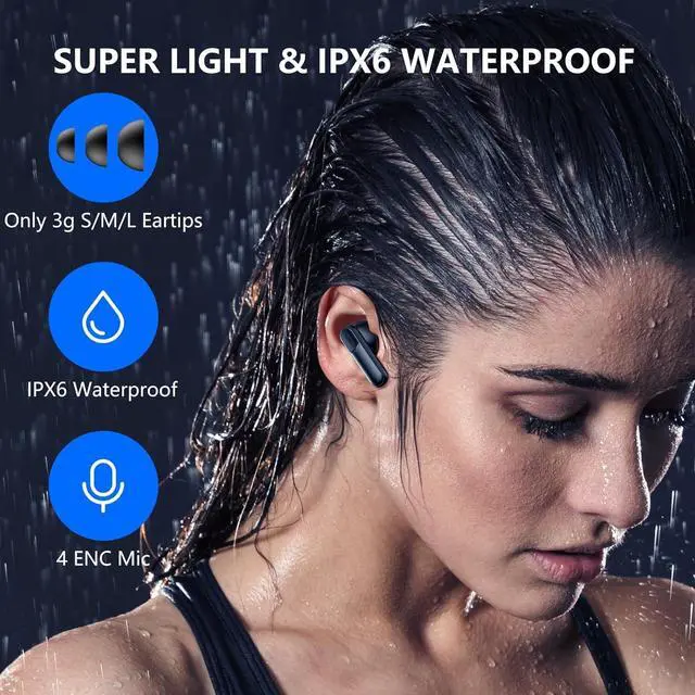 Alt view image 7 of 7 - Wireless Earbuds, Bluetooth 5.4 Ear Buds with LED Charging Case, Lightweight Wireless Headphones, Deep Bass Stereo Sound, 42 Hours Playtime, IPX6 Waterproof in Ear Earphones for iPhone Android Pad