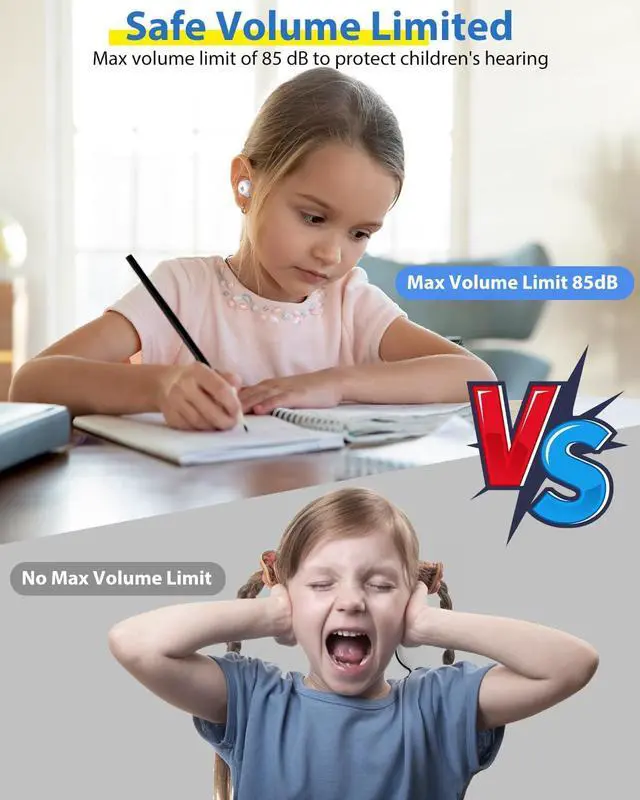 Alt view image 4 of 7 - Kids Earbuds, Wireless Bluetooth Girls Boys Headphones with Microphones, 85dB Healthy Volume Control Protect Hearing, Lightweight, Waterproof, 30Hrs Playtime,Earphones for iPad Tablet Computers, Panda