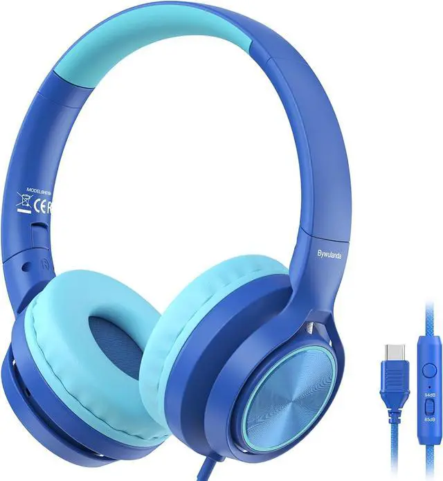 Main image of Upgrade USB-C Kid Headphone with Microphone, Safe Volume Limiter 85/94dB, Foldable Over Ear Wired Headphones for Toddlers/Boys/Girls/School/iPad/Laptop/Travel