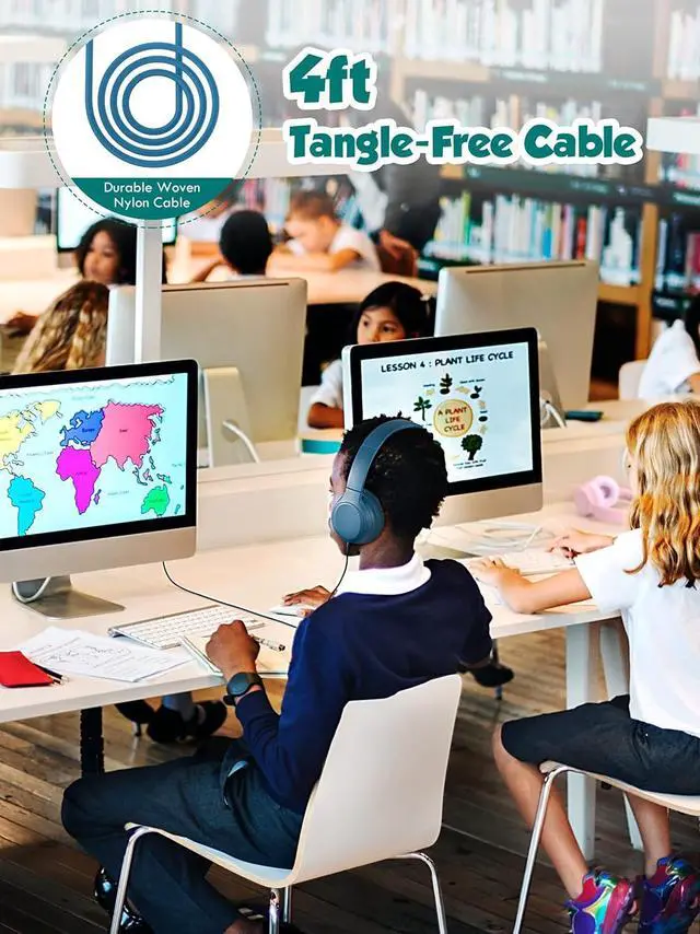 Alt view image 7 of 7 - DyBaxa Kids Headphones Wired, Foldable On Ear Headset, Volume Limiter 94dB, Over-Ear Headphones for Kids School Online Classes Travel Children, 3.5mm Jack Compatible Smartphones Tablet, Dark Blue