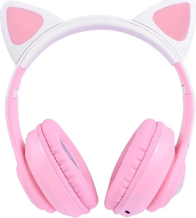 Alt view image 6 of 6 - Cat Ear Kids Headphones Wireless, LED Light up Bluetooth Headphones with Microphone for Toddler/Teenagers/Adult (Pink Pro)