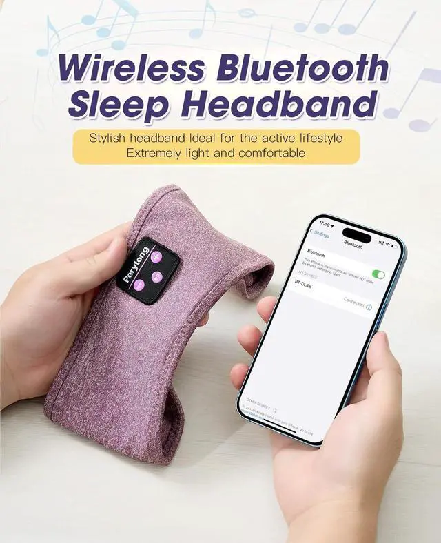 Alt view image 7 of 7 - Perytong Bluetooth Headband with Wireless Sleeping Earbuds for Side Sleepers, Workout, Running, Insomnia, Travel, Yoga