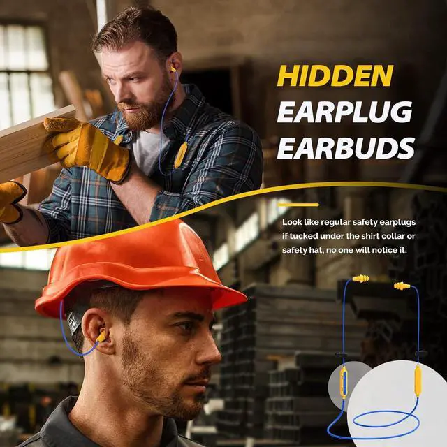 Alt view image 3 of 7 - MIPEACE Bluetooth Work Earplugs Headphone,Wireless in-Ear Noise Isolating Earbuds,29dB Noise Reduction Headphone with Control,19+ Hours Battery for Lawn Mowing Safety Industrial Construction(Yellow)