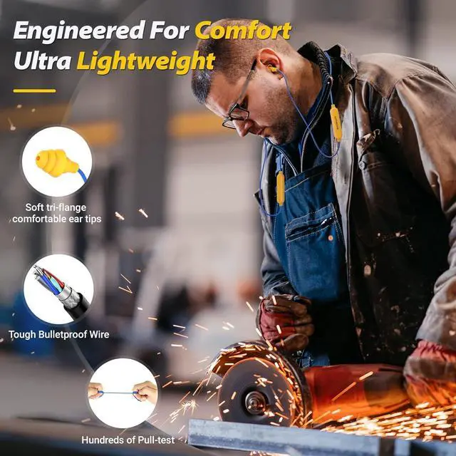 Alt view image 4 of 7 - MIPEACE Bluetooth Work Earplugs Headphone,Wireless in-Ear Noise Isolating Earbuds,29dB Noise Reduction Headphone with Control,19+ Hours Battery for Lawn Mowing Safety Industrial Construction(Yellow)