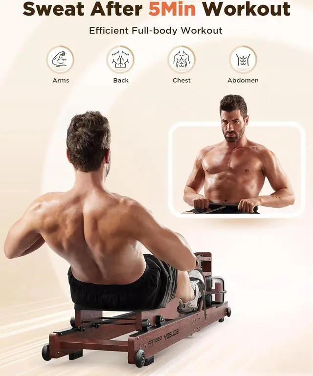 Alt view image 4 of 7 - YOSUDA Water Rowing Machines for Home Use- Foldable Rower Machine 400LBS Weight Capacity with Dedicated Monitor & Bluetooth APP, Comfortable Seat