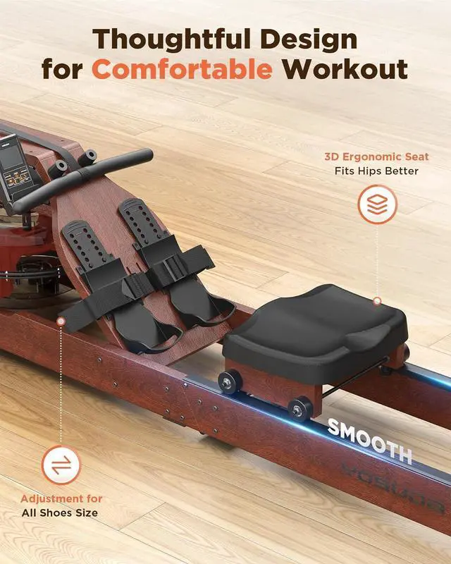 Alt view image 5 of 7 - YOSUDA Water Rowing Machines for Home Use- Foldable Rower Machine 400LBS Weight Capacity with Dedicated Monitor & Bluetooth APP, Comfortable Seat