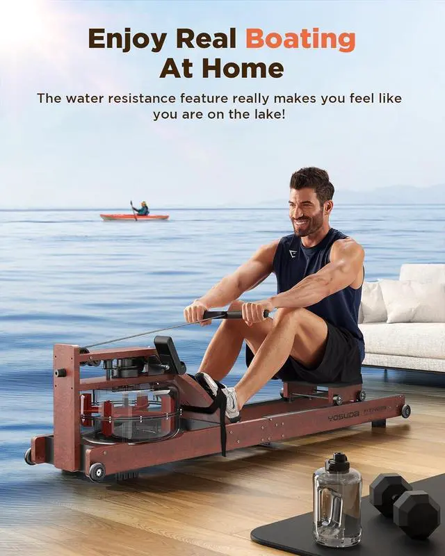 Alt view image 6 of 7 - YOSUDA Water Rowing Machines for Home Use- Foldable Rower Machine 400LBS Weight Capacity with Dedicated Monitor & Bluetooth APP, Comfortable Seat