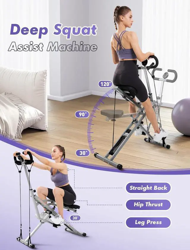 Alt view image 2 of 7 - Sportsroyals Squat Machine for Home,Rodeo Core Exercise Machine,330lbs Foldable,Adjustable 4 Resistance Bands,Ride & Rowing Machine for Botty Glutes Butt Thighs,Ab Back/Leg Press Hip Thrust