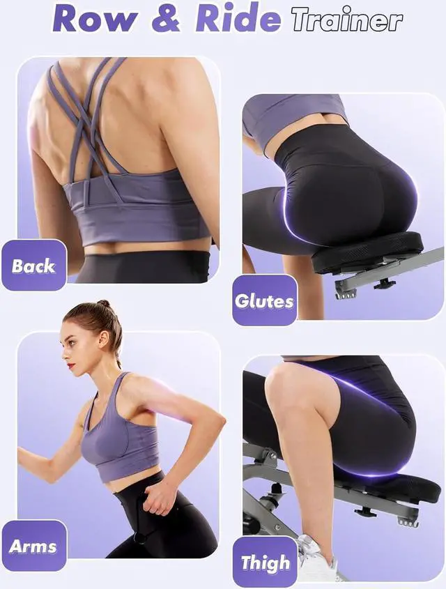 Alt view image 3 of 7 - Sportsroyals Squat Machine for Home,Rodeo Core Exercise Machine,330lbs Foldable,Adjustable 4 Resistance Bands,Ride & Rowing Machine for Botty Glutes Butt Thighs,Ab Back/Leg Press Hip Thrust