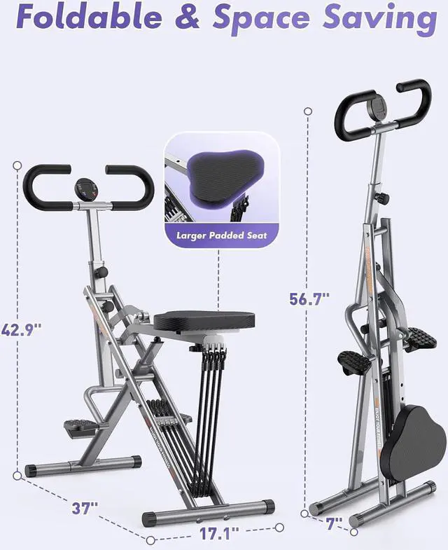 Alt view image 7 of 7 - Sportsroyals Squat Machine for Home,Rodeo Core Exercise Machine,330lbs Foldable,Adjustable 4 Resistance Bands,Ride & Rowing Machine for Botty Glutes Butt Thighs,Ab Back/Leg Press Hip Thrust