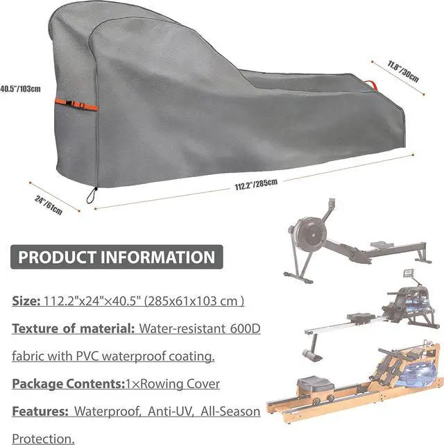 Alt view image 2 of 7 - Rowing Machine Cover, Fitness Equipment Covers Protective Cover Dustproof Waterproof Cover Protective Cover and Resistant Oxford Fabric Sports Rowing Machine Protective Cover