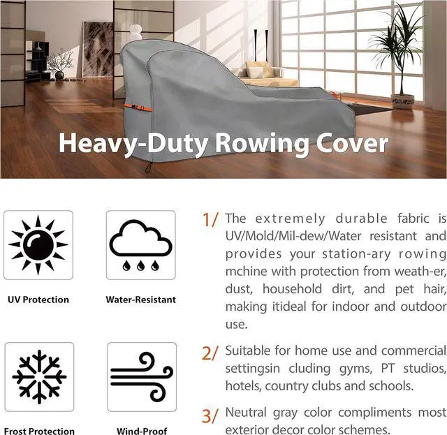 Alt view image 3 of 7 - Rowing Machine Cover, Fitness Equipment Covers Protective Cover Dustproof Waterproof Cover Protective Cover and Resistant Oxford Fabric Sports Rowing Machine Protective Cover