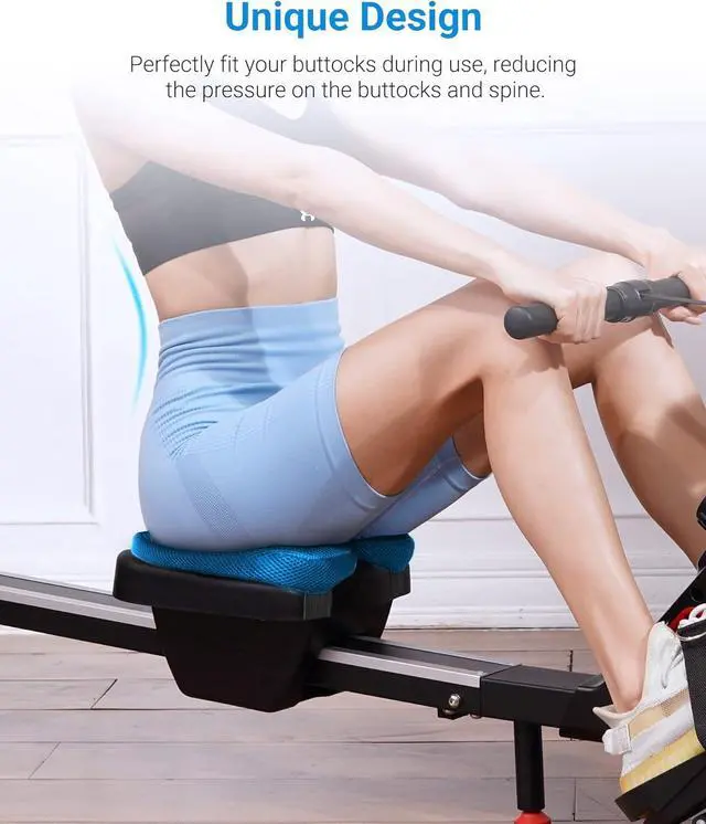 Alt view image 2 of 7 - Rowing Machine Seat Cushion, MERACH Rower Seat Cushion, 2 Strap Fixation, Custom Memory Foam, Washable Cover, Ideal for Concept2 and Other Rowing Machines - Rower Accessories and Seat Pad