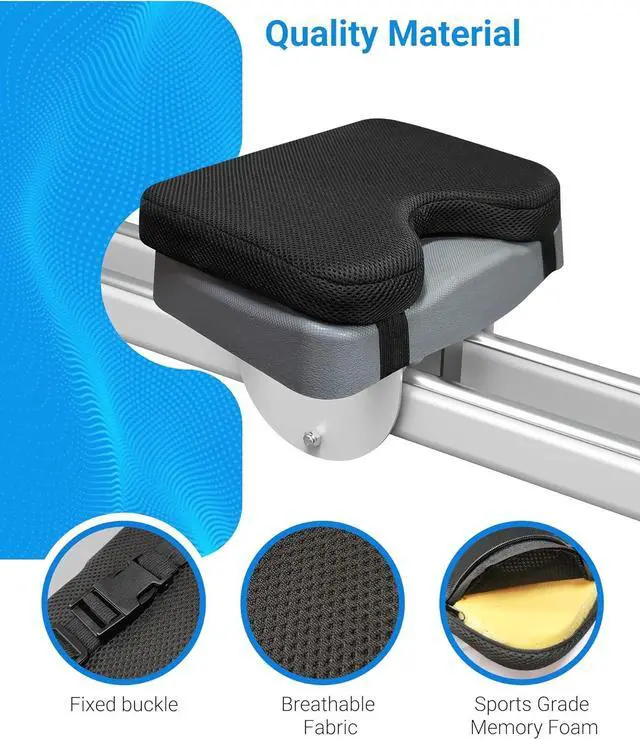 Alt view image 4 of 7 - Rowing Machine Seat Cushion, MERACH Rower Seat Cushion, 2 Strap Fixation, Custom Memory Foam, Washable Cover, Ideal for Concept2 and Other Rowing Machines - Rower Accessories and Seat Pad