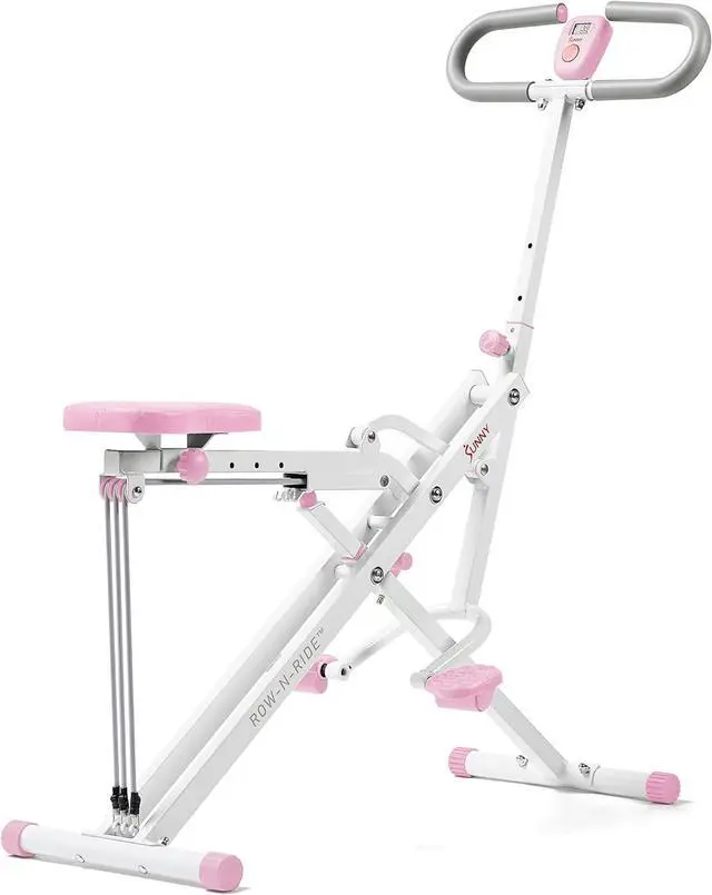 Alt view image 2 of 7 - Sunny Health & Fitness Row N Ride Squat Machines for Home Glutes and Abs Db Method The Assist Trainer Workout Exercise Gym Butt Builder Equipment