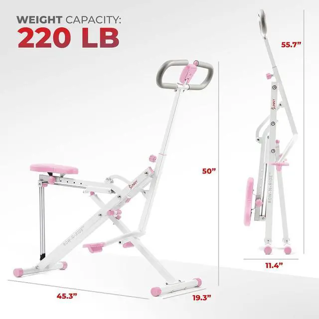 Alt view image 6 of 7 - Sunny Health & Fitness Row N Ride Squat Machines for Home Glutes and Abs Db Method The Assist Trainer Workout Exercise Gym Butt Builder Equipment