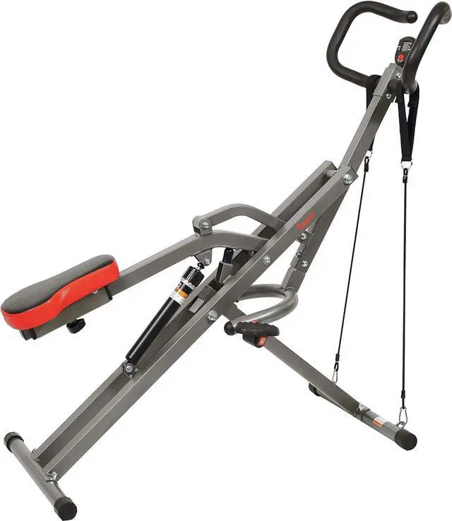 Alt view image 5 of 7 - Sunny Health & Fitness Row-N-Ride PRO, Full Body Combo Squat Machine w/Optional Resistance Band, Easy Setup Ab Workout Exercise Equipment for Home, Whole Body Cardio, Optional SunnyFit App Connection