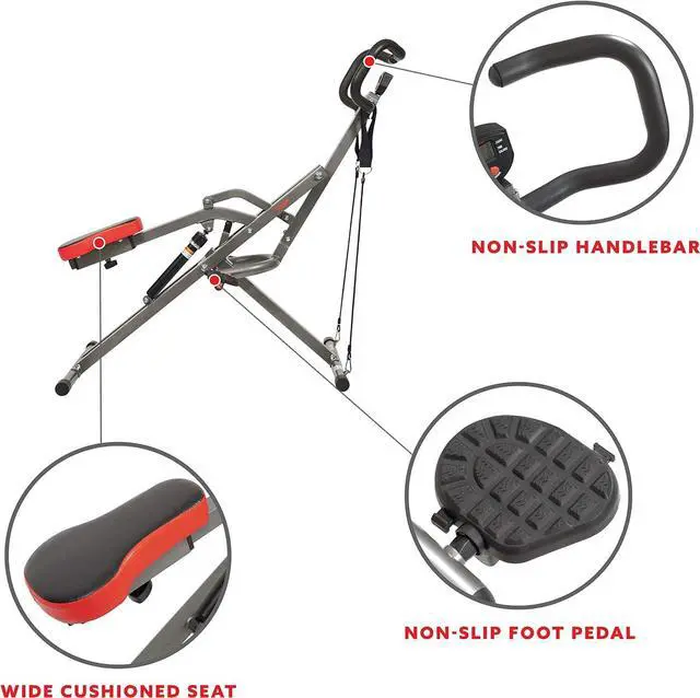 Alt view image 3 of 7 - Sunny Health & Fitness Row-N-Ride PRO, Full Body Combo Squat Machine w/Optional Resistance Band, Easy Setup Ab Workout Exercise Equipment for Home, Whole Body Cardio, Optional SunnyFit App Connection