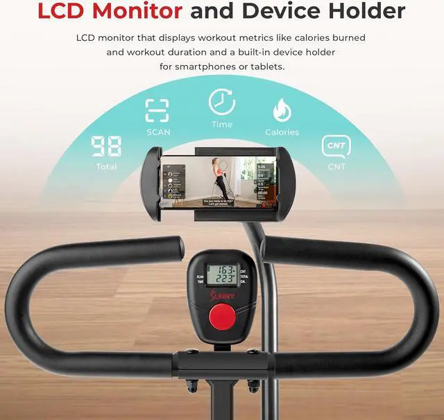 Alt view image 5 of 7 - Sunny Health & Fitness Row-N-Ride Rowing Machine for Glutes & Full Body Cardio Workout Squat Machine with Adjustable Resistance, Optional Smart Feature with Free Sunnyfit App Connectivity