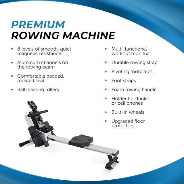 Alt view image 5 of 7 - Stamina Magnetic Rower - Rower Machine with Smart Workout App - Rowing Machine with Magnetic Resistance for Home Gym Fitness - Up to 250 lbs Weight Capacity