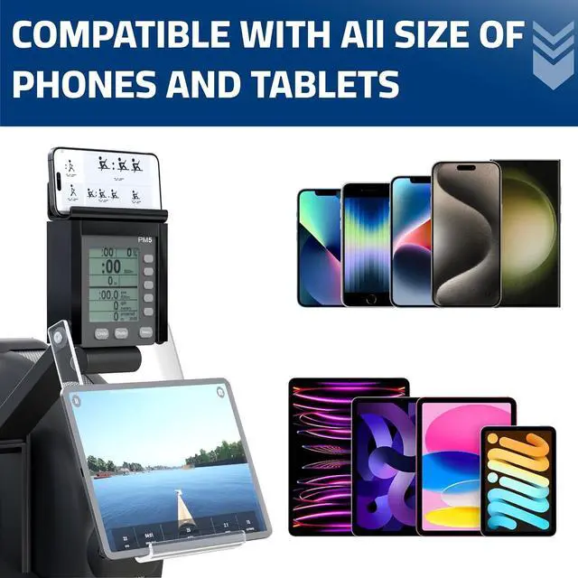 Alt view image 4 of 6 - Phone & Tablet Holder Compatible with Concept 2 Rowing Machine & Skierg with PM5 Monitor, Phone & Tablet Mount, Rower Accessories, 2-in-1 Tablet Stand for Model D&E and Rowerg, Patent Pending