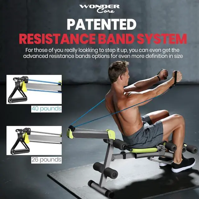 Alt view image 4 of 6 - WONDER CORE 2 Total Gym Machine, Ab Workout Equipment, Adjustable Ab Machine for Stomach Workout, Sit Up Exercise Equipment for Home Workouts, Abdominal Trainer, Ab Lounger Exercise Chair