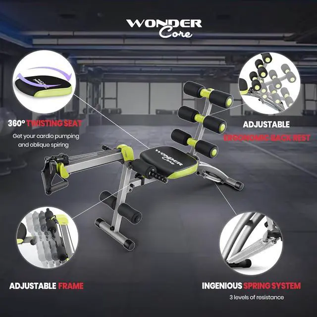 Alt view image 5 of 6 - WONDER CORE 2 Total Gym Machine, Ab Workout Equipment, Adjustable Ab Machine for Stomach Workout, Sit Up Exercise Equipment for Home Workouts, Abdominal Trainer, Ab Lounger Exercise Chair