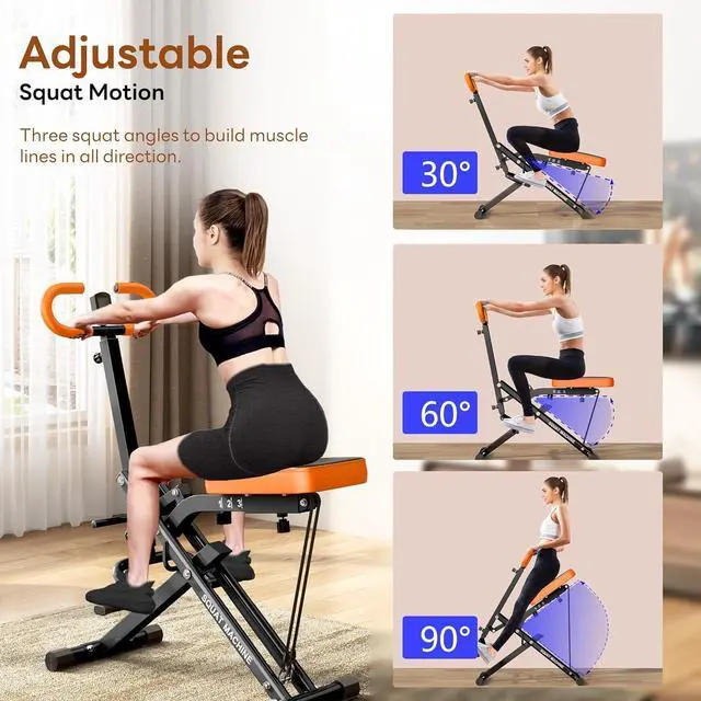 Alt view image 2 of 7 - SogesPower Squat Machine for Home Gym, Squat Rowing Machine with Adjustable Resistance and Optional Full Motion, Squat Assist Trainer for Glutes & Legs Workout, Up to 330lbs