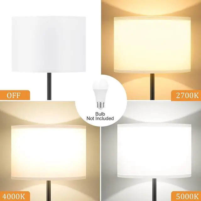 Alt view image 5 of 7 - Modern Floor Lamp Simple Design with White Shade, Foot Pedal Switch, 60" Small Tall Lamps for Living Room Bedroom Office Dining Room Kitchen, Black Pole Lamp(Without Bulb)