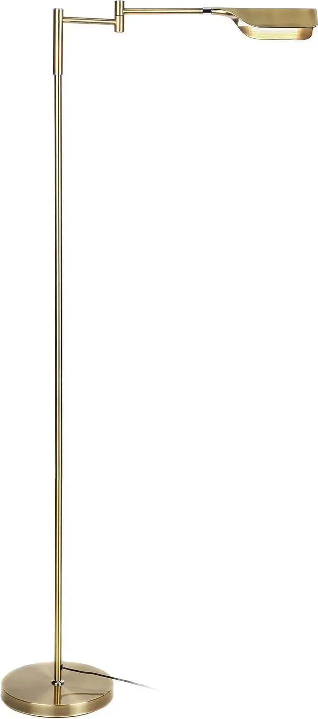 Main image of Brightech Leaf Pharmacy LED Reading Lamp, Dimmable Floor Lamp with Easy Rotation over Chair or Desk for Living Rooms & Offices, Adjustable Standing Tall Lamp, For Sewing & Crafts, Antique Brass (Gold)