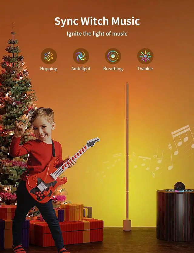Alt view image 5 of 6 - Smart Corner Floor Lamp, LED Floor Lamp with Alexa and App Control, 16 Million DIY Colors, Music Sync, DIY Color Modes,Timer Setting, Suitable for Living Room and Bedroom