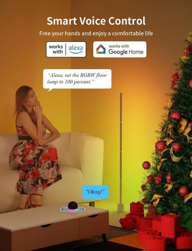 Alt view image 6 of 6 - Smart Corner Floor Lamp, LED Floor Lamp with Alexa and App Control, 16 Million DIY Colors, Music Sync, DIY Color Modes,Timer Setting, Suitable for Living Room and Bedroom