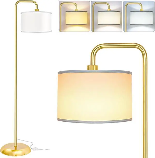 Main image of [Upgraded] LED Floor Lamp for Living Room, 3 Color Temperature Floor Lamp with Foot Switch Modern Standing Lamp Tall Pole Floor Reading Lamp for Bedroom, Study Room, Office, 9W Bulb Included, Gold