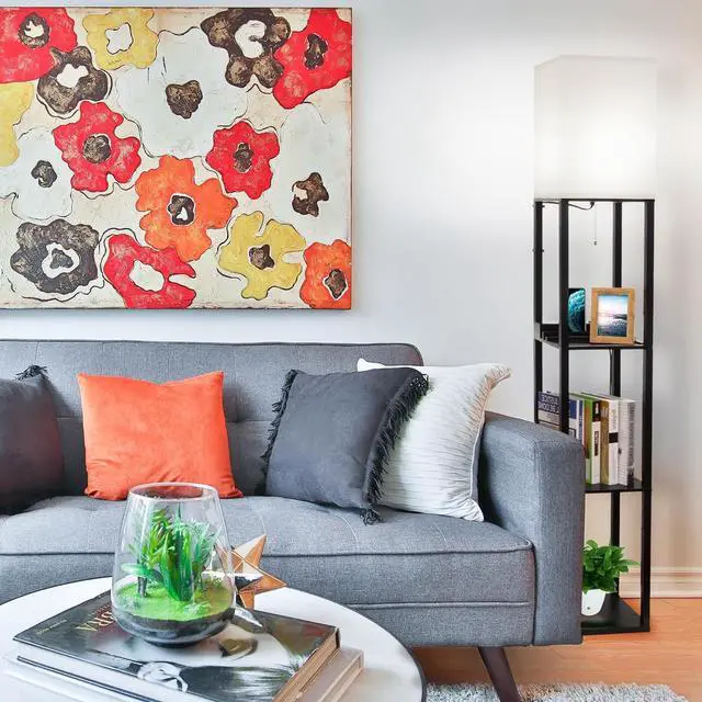 Alt view image 5 of 7 - SHINE HAI 3-in-1 Shelf Floor Lamp with 1 USB&Type C&1 AC Outlet, 3-Tiered LED Shelf Lamp, Shelf & Storage Floor Lamp Combination Modern Standing Light