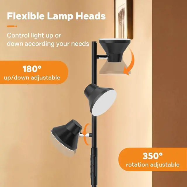 Alt view image 6 of 7 - LED Floor Lamp, 36W Modern Floor Lamp with Remote & Touch Control, 4 Color Temperatures, Standing Lamp with 3 Rotatable Lights, Floor Lamps for Living Room, Bedroom, Office