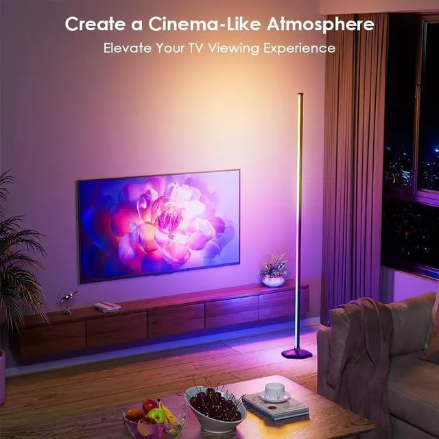 Alt view image 6 of 7 - 2PCS RGB Floor Lamp, Bluetooth APP and Remote Control 65" Smart Modern Standing Lamp Music Sync 16 Million DIY Colors Changing LED Floor Lamp with Heavy Base for LivingRoom Bedroom GameRoom