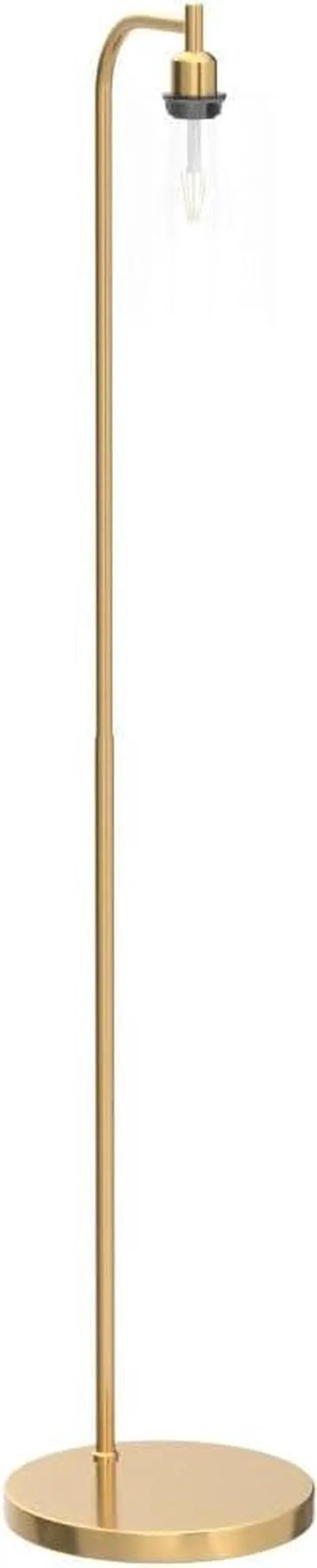 Alt view image 3 of 7 - Industrial Floor Lamp with Hanging Glass Shade Brass Gold Farmhouse Indoor Pole Light with Edison E26 Base Vintage Rustic Standing Tall Lighting for Living Room Bedroom Office(ST64 Bulb Included)