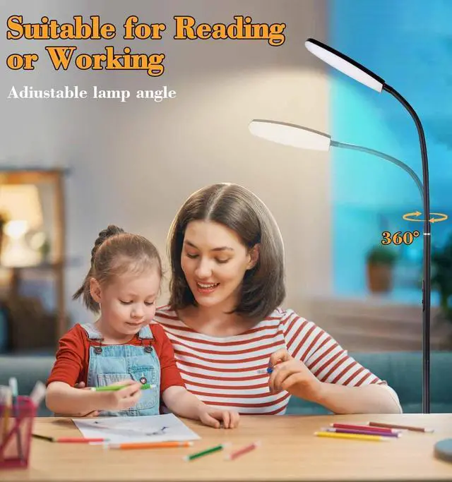 Alt view image 6 of 6 - LED Floor Lamp, Super Bright Dimmable Floor Lamps for Living Room with 1H Timer,Stepless Adjustable 3000K-6500K Colors & Brightness Standing Lamp with Remote & Push Button Reading Floor Lamps