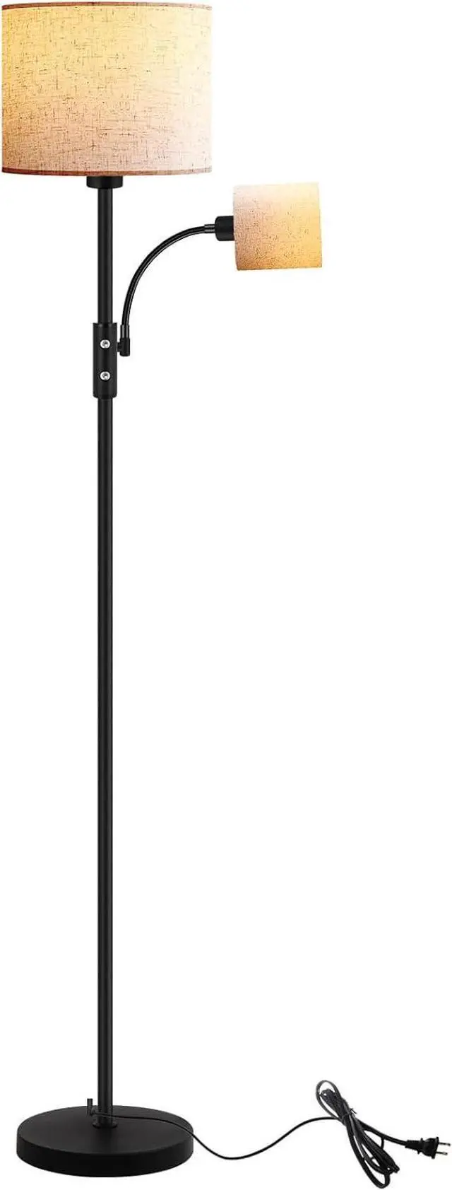 Main image of Floor Lamps for Living Room, Modern Floor Lamp with Reading Lamp, 62" Tall Standing Lamp, Beige Lampshades, Simple Pole Lamps for Bedroom/Office/Kids Room/Den(Bulbs Not Including, E26/E12 Base)