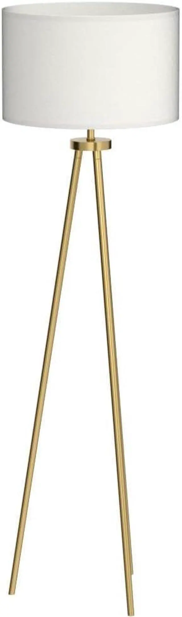 Alt view image 4 of 7 - ALLDIO Tripod Floor Lamps for Living Room, Modern Standing Lamp with Drum Shade, Simple Industrial Tall Lamp, 9W LED Bulb Included - Brass